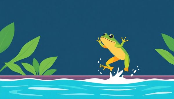 Flat Design of Frogs Approaching Heated Pool