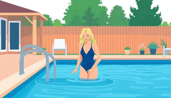 Blonde Woman With Green-Tinted Hair Poolside