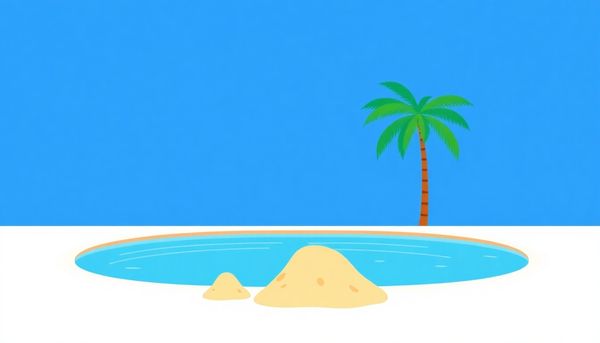 Serene Poolside Scene With Sand Piles