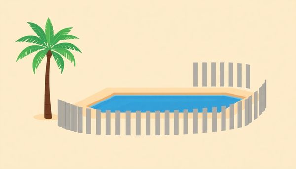 Minimalist Pool with Fence and Palm Tree