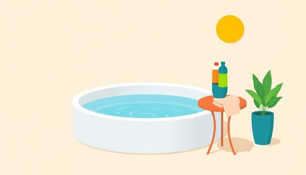 Hot Tub Scene with Chemicals and Plant