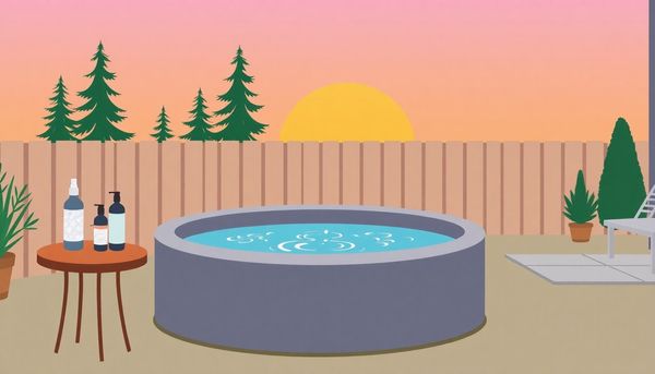 Hot Tub Preparation at Dusk Illustration