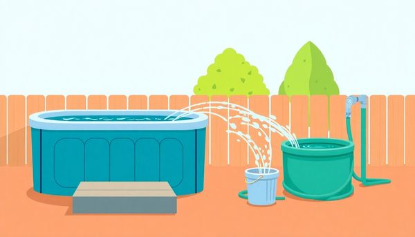 Hot Tub Cleaning Illustrated In Backyard