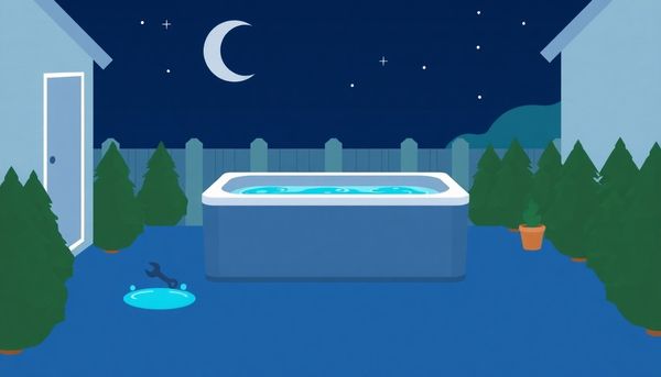 Nighttime Backyard With Leaky Hot Tub