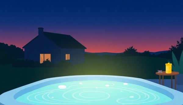 Twilight Backyard Hot Tub Maintenance Scene