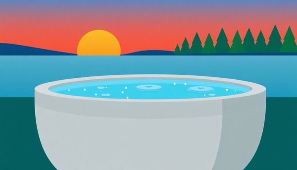 Hot Tub Maintenance at Sunset Illustration