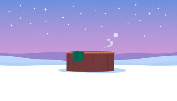 Hot Tub In Serene Winter Landscape