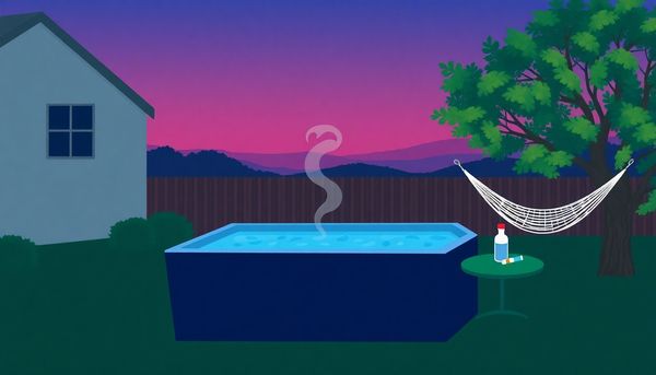 Tranquil Backyard With Hot Tub Scene