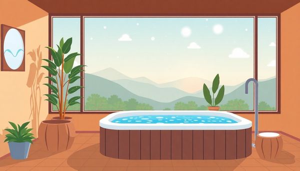 Tranquil Hot Tub With Geometric Symbols