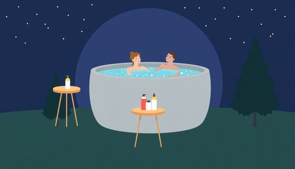 Nighttime Outdoor Hot Tub Scene