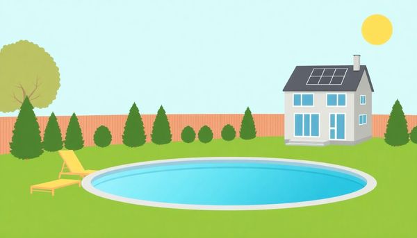 Solar Panels Heating Backyard Pool