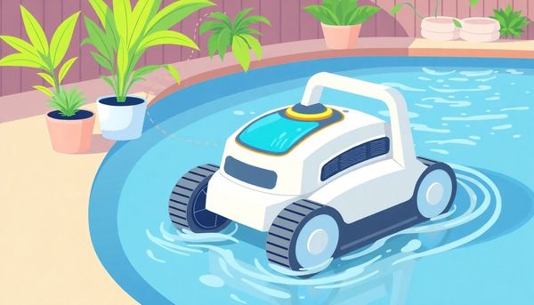 Flat Design Backyard Pool Scene Illustration