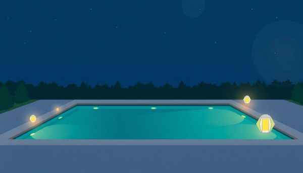 Serene Nighttime Backyard Pool Scene