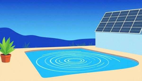 Modern Pool Heated by Solar Panels