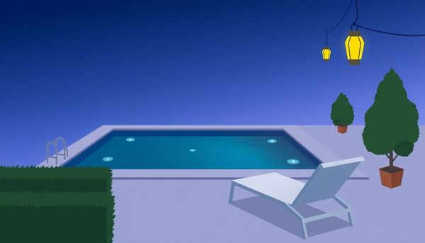 Twilight Backyard With Pool And Lounge