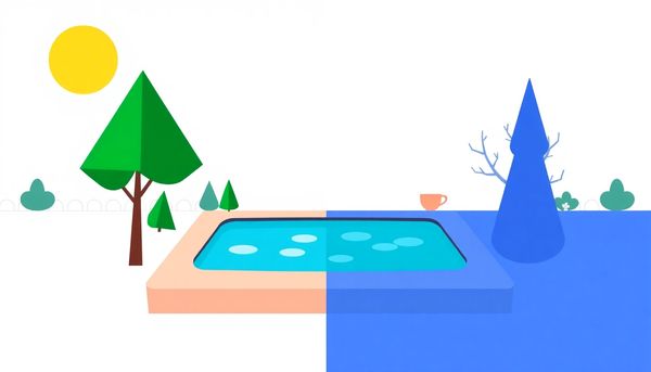 Summer And Winter Pool Scene Illustration