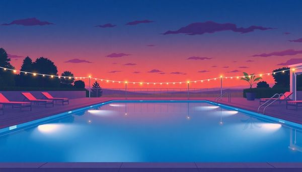 Serene Evening Poolside With LED Lights