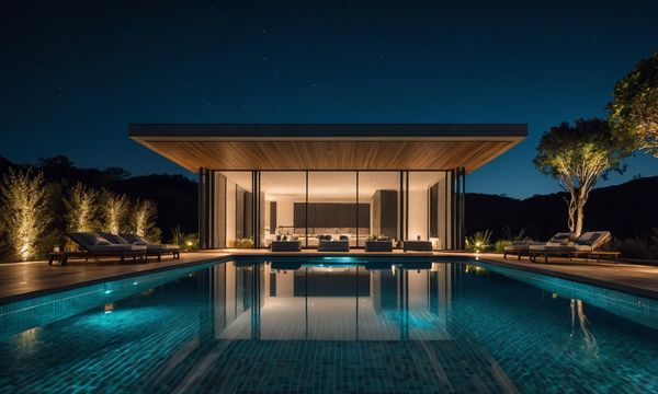 Modern Swimming Pool at Night