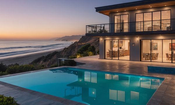 Modern Swimming Pool on Malibu California Coast