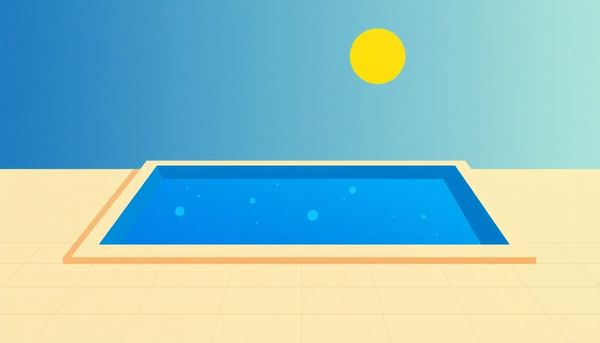 Minimalist Poolside Scene With Sunburst Sun