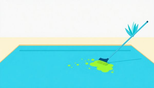 Brush Sweeping Algae in Pool Scene