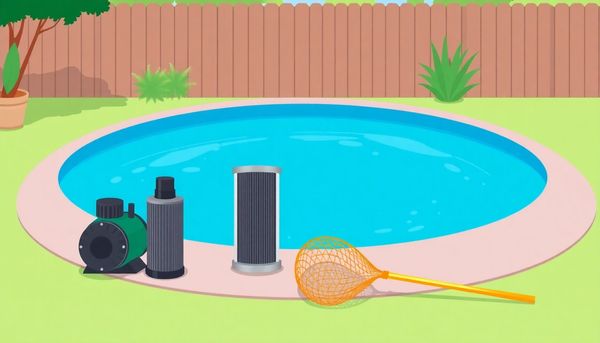 Backyard Pool With Cleaning Equipment