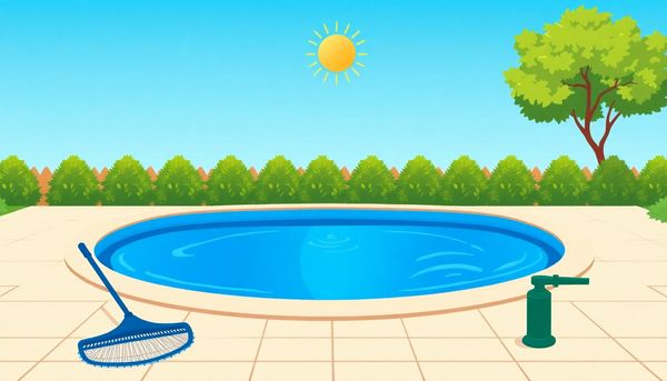 Sparkling Pool With Cleaning Tools Outdoors