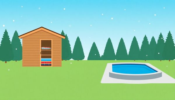 Winterized Backyard Pool With Storage Shed