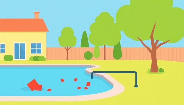 Geometric Backyard Pool Scene Illustration