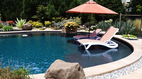 Chairs on a pool deck