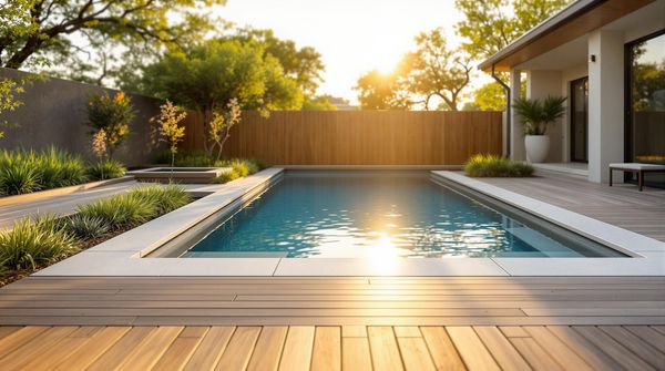 Concrete Swimming Pool at sunset