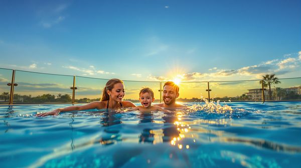 Family in Swimming Pool closeup