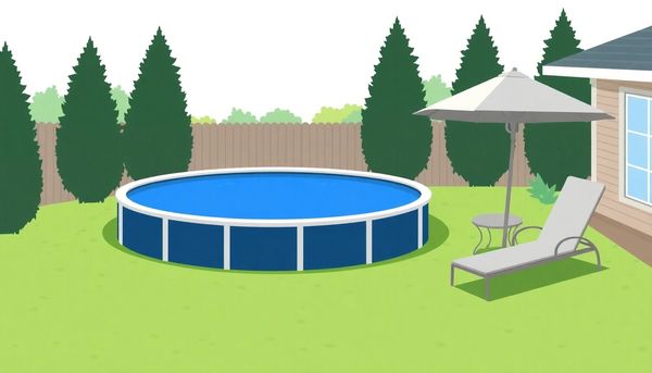 Backyard Pool Scene With Liners Illustration