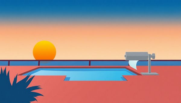 Sunset Poolside Scene With Solar Reel