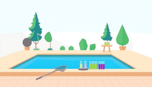 Minimalist Above-Ground Pool Maintenance Illustration