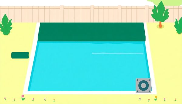 Flat Design of Backyard Pool With Cover