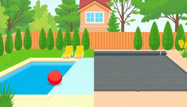 Backyard Pool Scene Before and After