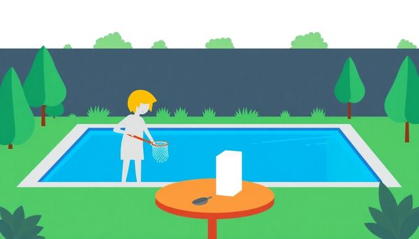 Modern Backyard Pool Cleaning Illustration