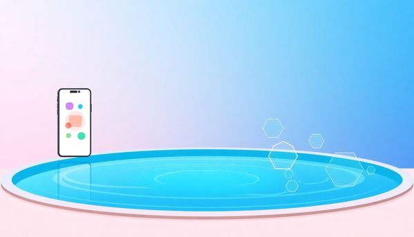 Spa Pool with Geometric Shapes and Smartphone