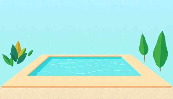 Flat Design Poolside Scene With Trees