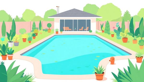 Backyard Natural Swimming Pool Illustration