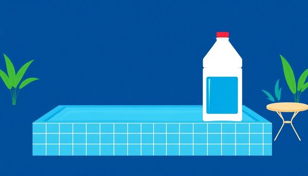 Flat Design Swimming Pool And Bleach Bottle