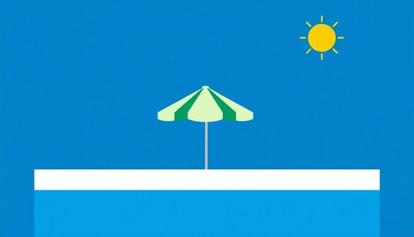 Flat Design Pool Scene With Umbrella